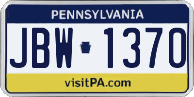 PA license plate JBW1370