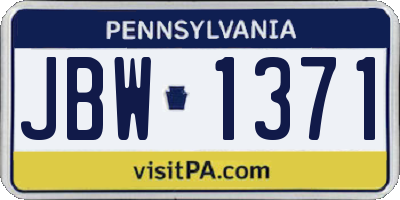 PA license plate JBW1371