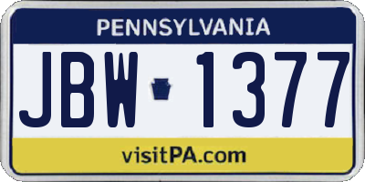 PA license plate JBW1377