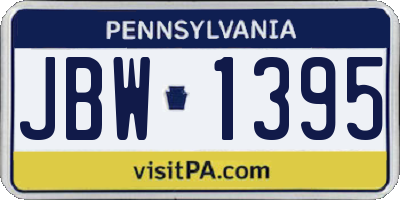 PA license plate JBW1395