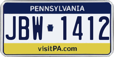 PA license plate JBW1412