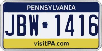 PA license plate JBW1416