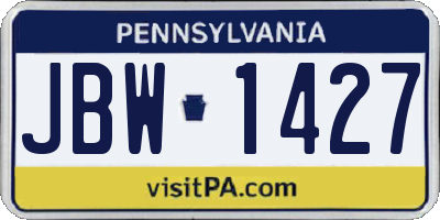 PA license plate JBW1427