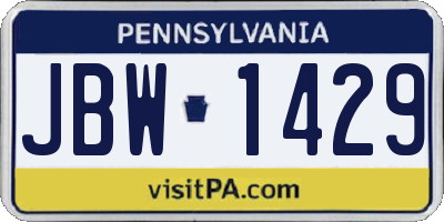 PA license plate JBW1429