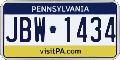 PA license plate JBW1434