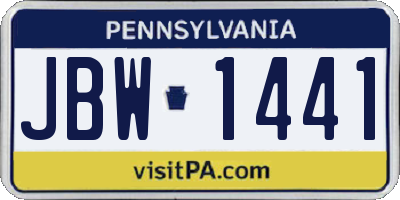 PA license plate JBW1441
