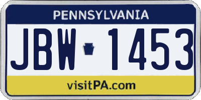 PA license plate JBW1453