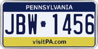 PA license plate JBW1456