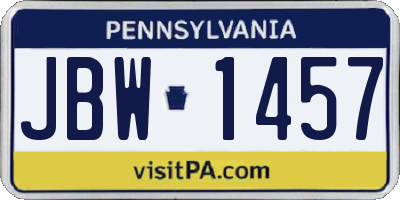 PA license plate JBW1457