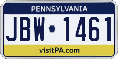PA license plate JBW1461