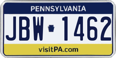 PA license plate JBW1462