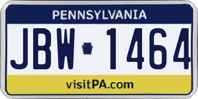 PA license plate JBW1464