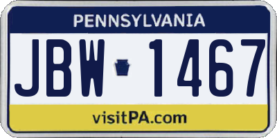 PA license plate JBW1467