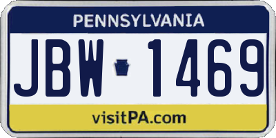 PA license plate JBW1469