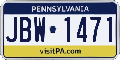 PA license plate JBW1471