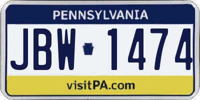 PA license plate JBW1474