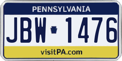 PA license plate JBW1476