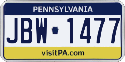 PA license plate JBW1477