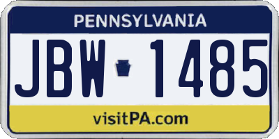 PA license plate JBW1485