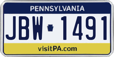 PA license plate JBW1491