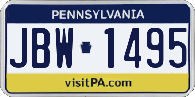 PA license plate JBW1495