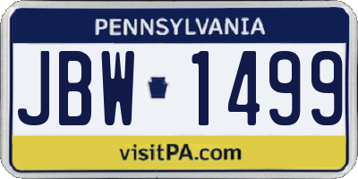 PA license plate JBW1499