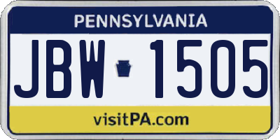 PA license plate JBW1505