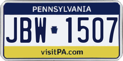 PA license plate JBW1507