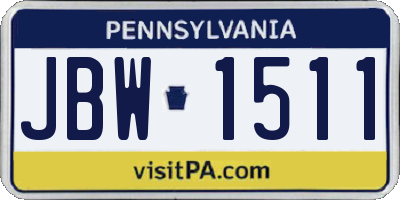 PA license plate JBW1511