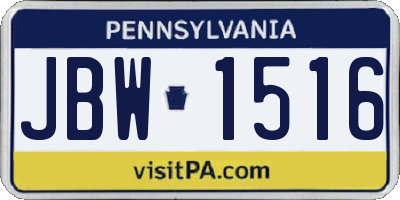 PA license plate JBW1516