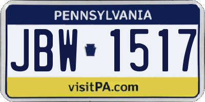 PA license plate JBW1517