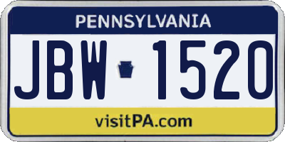 PA license plate JBW1520
