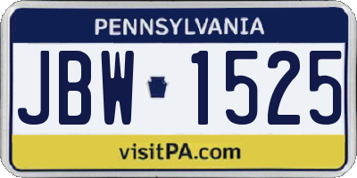 PA license plate JBW1525