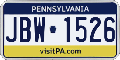 PA license plate JBW1526