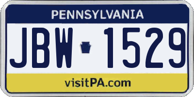 PA license plate JBW1529