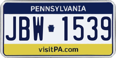 PA license plate JBW1539