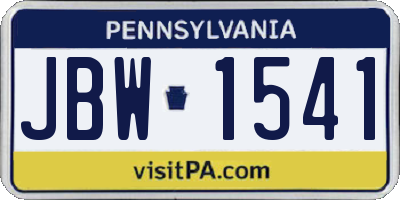 PA license plate JBW1541