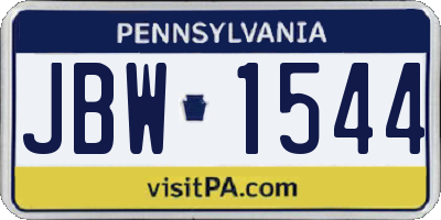 PA license plate JBW1544