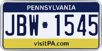 PA license plate JBW1545