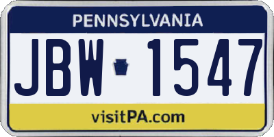 PA license plate JBW1547