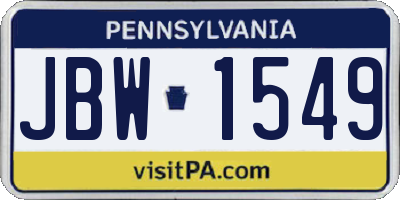 PA license plate JBW1549