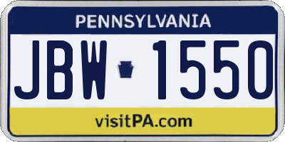 PA license plate JBW1550