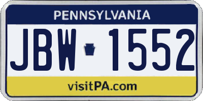 PA license plate JBW1552