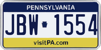 PA license plate JBW1554