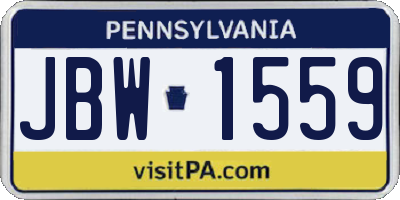 PA license plate JBW1559