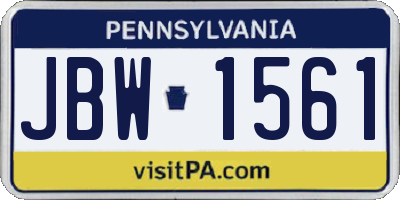 PA license plate JBW1561