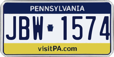 PA license plate JBW1574