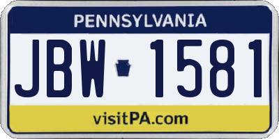 PA license plate JBW1581