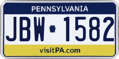 PA license plate JBW1582