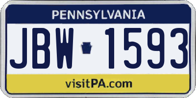 PA license plate JBW1593